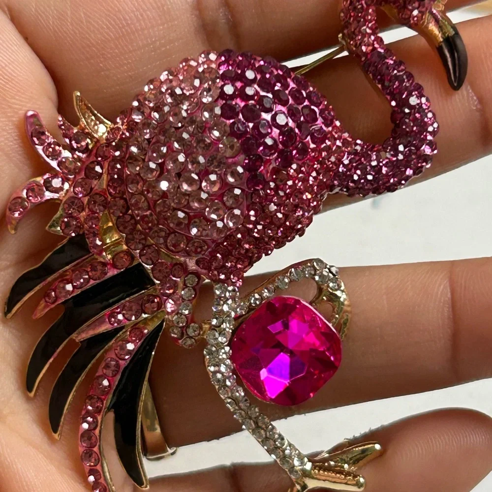 Pink Crystal Flamingo Brooch - Women's Jewelry
